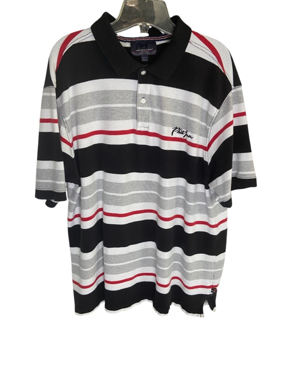 Phat Farm men’s VTG horizontal striped polo short sleeve shirt XL logo on front